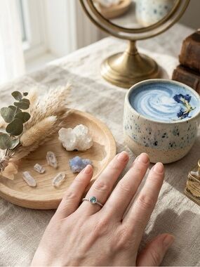 Touchstone Crystal Silver Ring with Aqua Gem